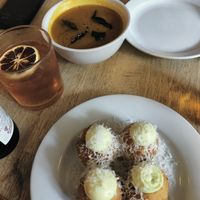 Arancini and soup of the day at Oak in Bath
