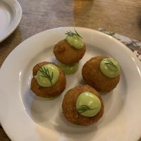 Leek and thyme arancini   at Oak in Bath