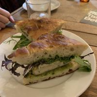 Celeriac focaccia with salsa verde  at Oak in Bath