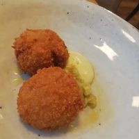 Pine nut arancini with apple mayonnaise at Oak in Bath