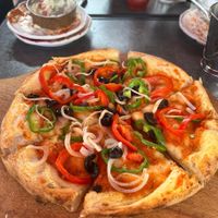 Vegan veggie pizza - ask no cheese at Agha Acham in Rabat