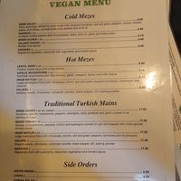 Vegan menu at Elif in Liverpool