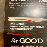 Sub for vegan  at Fistful of Tacos in New Albany