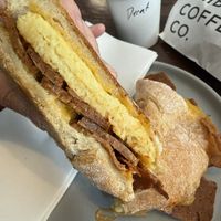 Cross view to show the hearty vegan egg  at Ambee Coffee Co in Warren