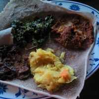 Ethiopian Vegan platter for one. at Ghenet in Brooklyn
