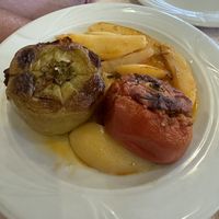Stuffed pepper and tomato  at Angelikki Spiti in Stoupa