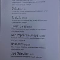 Cold meze menu - vegan houmous and dolmades at Taverna Meraki in Leamington Spa