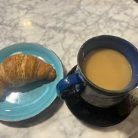 Earl gray tea with oat milk and vegan croissant.  at Dell'Aria in New York City