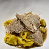 Ravioli del Plin with demi-glace and white trufflee  at Soul Kitchen - Creatività Vegetale in Turin