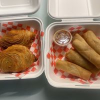 Spring rolls and curry puff  at Ayothaya Thai Kitchen in Oshawa