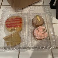 Cupcakes, lemon bar, lemon raspberry torte at Starry Lane Bakery in San Diego