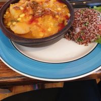 Beans and potato stew with quinoa salad at El Living in Puerto Natales