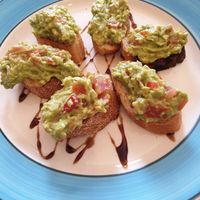 Avocado bruschetta at El Living in Puerto Natales