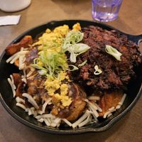 Vegan Breakfast Poutine w/ apple sage sausage at New Day Eatery in Port Angeles