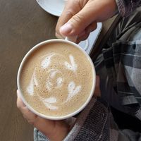 Salted brown butter toffee latte with oat milk  at New Day Eatery in Port Angeles