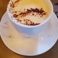 White chocolate pumpkin chai latte with soy milk at New Day Eatery in Port Angeles