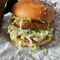 Crispy famous burger  at Odd Burger in Ottawa