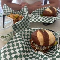 BBQ Pulled Pork, Lemonade, Chili cheese fries, and spicy chicken sandwich  at Othello's in Woodland Hills