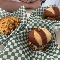 BBQ Pulled Pork, Chili cheese fries, and spicy chicken sandwich  at Othello's in Woodland Hills
