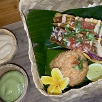 Jackfruit tacos with rice and salsa   at Taco Island Bali - Canggu in Canggu