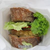 tempeh sandwich - as you can see, lots of bread. but the fillings are good! at Majas Deli in Berlin
