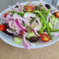 Vegan Greek salad at Taverna Glyfada in Naxos