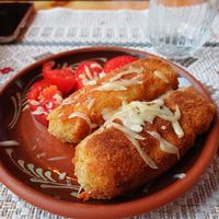 Potatoes stuffed with cheese at Tara in Zabljak