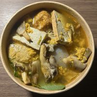 eating vegan bun rieu in hotel room   at ChanChan Noodle in Ho Chi Minh City