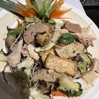 stir fried pho with tofu, mushrooms and vegetables   at Magnolia Veggie Restaurant in Phnom Penh