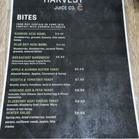 Menu  at Harvest Juice Co in Show Low