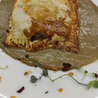 Ravioli XXL con salsa de setas at La Capella in Sabadell