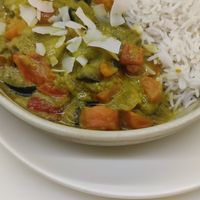 Curry de verduras y arroz basmati at La Capella in Sabadell