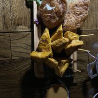 Tofu satay with peanut dipping saucee  at Grandmas Philly in Philadelphia