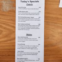 Specials menu at De Bernales in Kalgoorlie