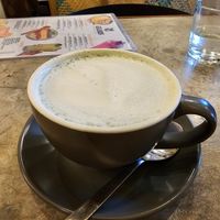 spirulina latte at Grains Plant-based Cafe in Puerto Princesa