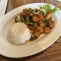 Tofu and tempeh stir fry  at Warung Agung Amed in Abang