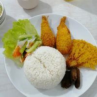 Vegan Chicken leg with rice. at VKF Vegetarian in Preah Sihanouk