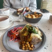 Curry and jacket with wedges   at Open Kitchen Cafe & Bar in Manchester