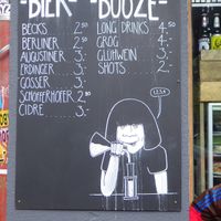 Beer menu at 19:77 - VEGAN:DINER+BAR, Home of RAMONES MUSEUM in Berlin