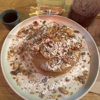 Granola pancakes   at Garden Balthazar Caffe in Porto