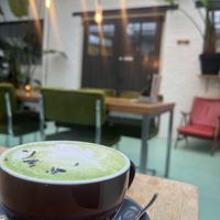 Lavender Matcha Latte with Coconut milkk  at Waanzinnig Tilburg in Tilburg