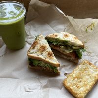 smoothie, sandwich, hashbrown!  at SeQuential Biofuels Market Cafe - Maybe closed in Eugene