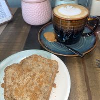 Biscoff latte and biscoff banana bread  at Grazie's Kitchen - Vegan Bakery and Cafe in Da Nang