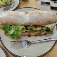 Banh mi with weird tofu at Grazie's Kitchen - Vegan Bakery and Cafe in Da Nang