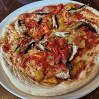 Vegan pizza with chillies at The Admiral Collingwood - JD Wetherspoons in Ilfracombe