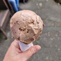 Chocolate vegan ice cream at Nana Jude's Ice Cream Shop in Lynton