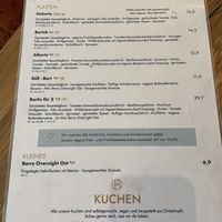 Menu (vegan clearly labeled)  at Bertis in Karlsruhe