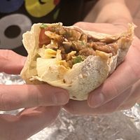 Vegan burrito with house salsa  at Tacos De Mexico in Morro Bay