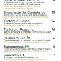 Appetizers menu at Jamo in Castellammare Del Golfo