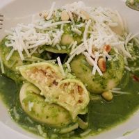 Raviolis filled with tofu and onion & pesto sauce at New Vita Restaurant in Sabadell